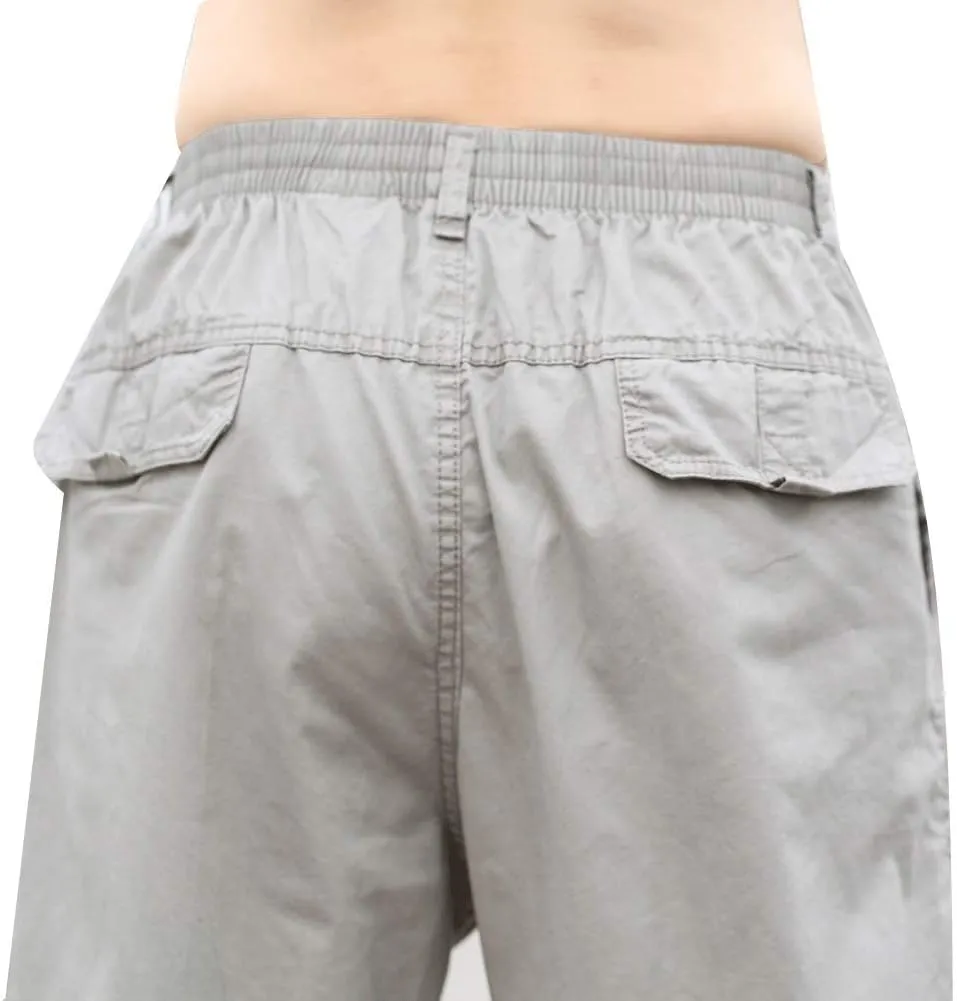 Men's Cotton Lightweight Twill Relaxed Fit Elastic Waist Pant with Pockets