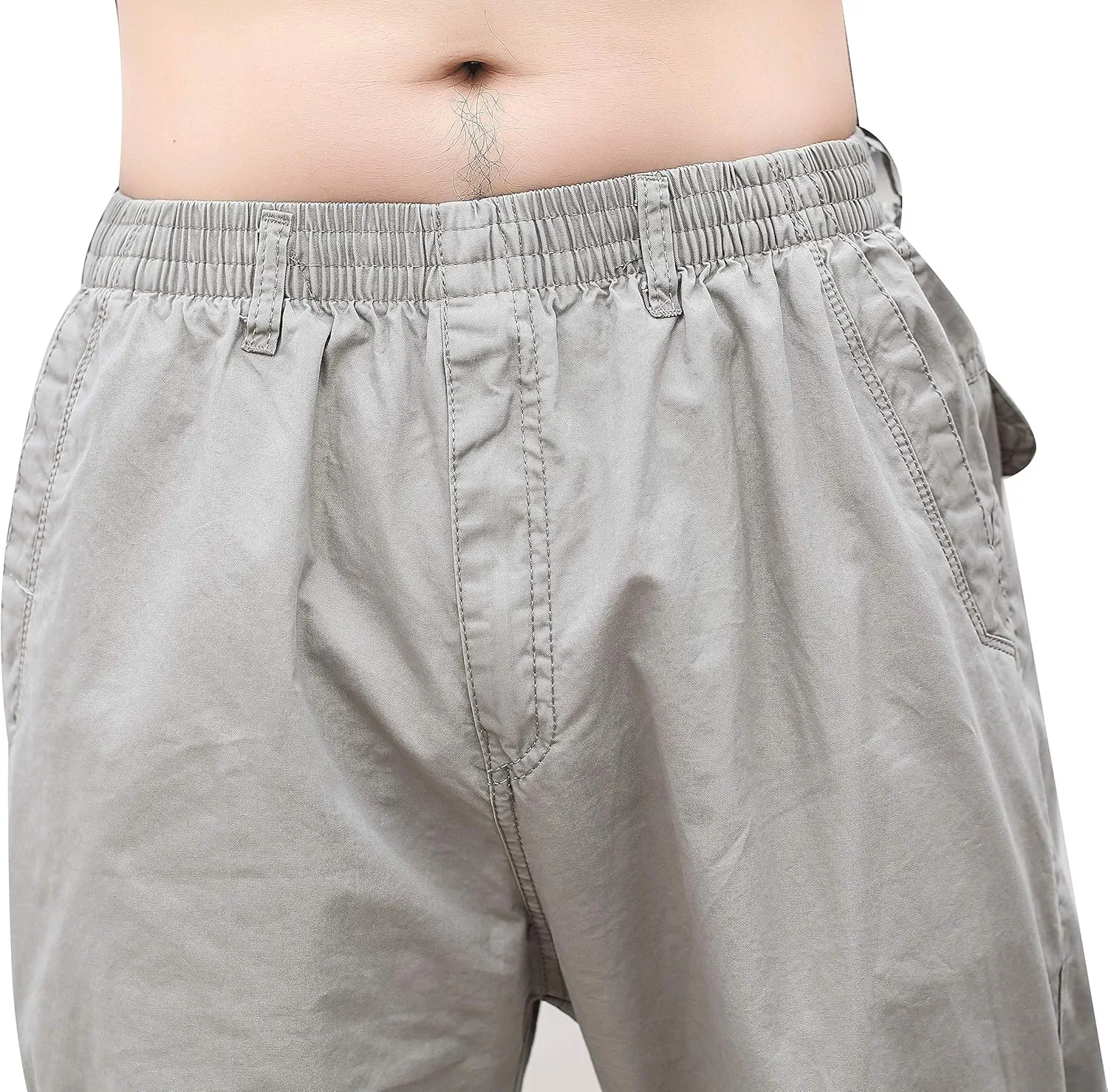 Men's Cotton Lightweight Twill Relaxed Fit Elastic Waist Pant with Pockets