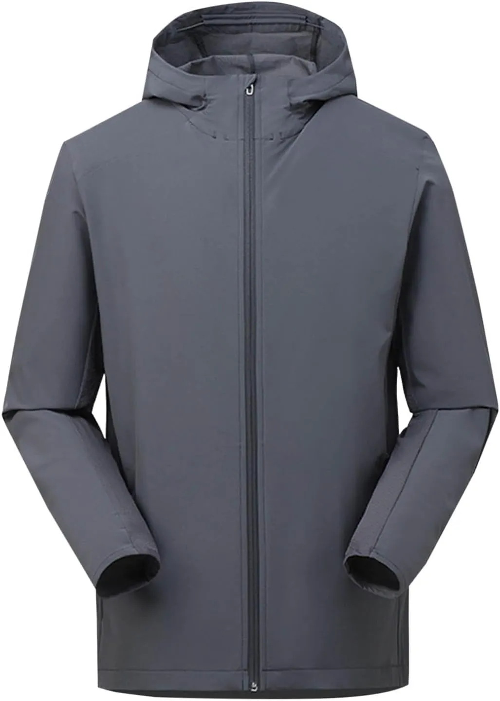 Men's Jackets Lightweight Fashion Long Sleeve Solid Color Zipper Hooded Jacket Classic Breathable Outdoor Jacket