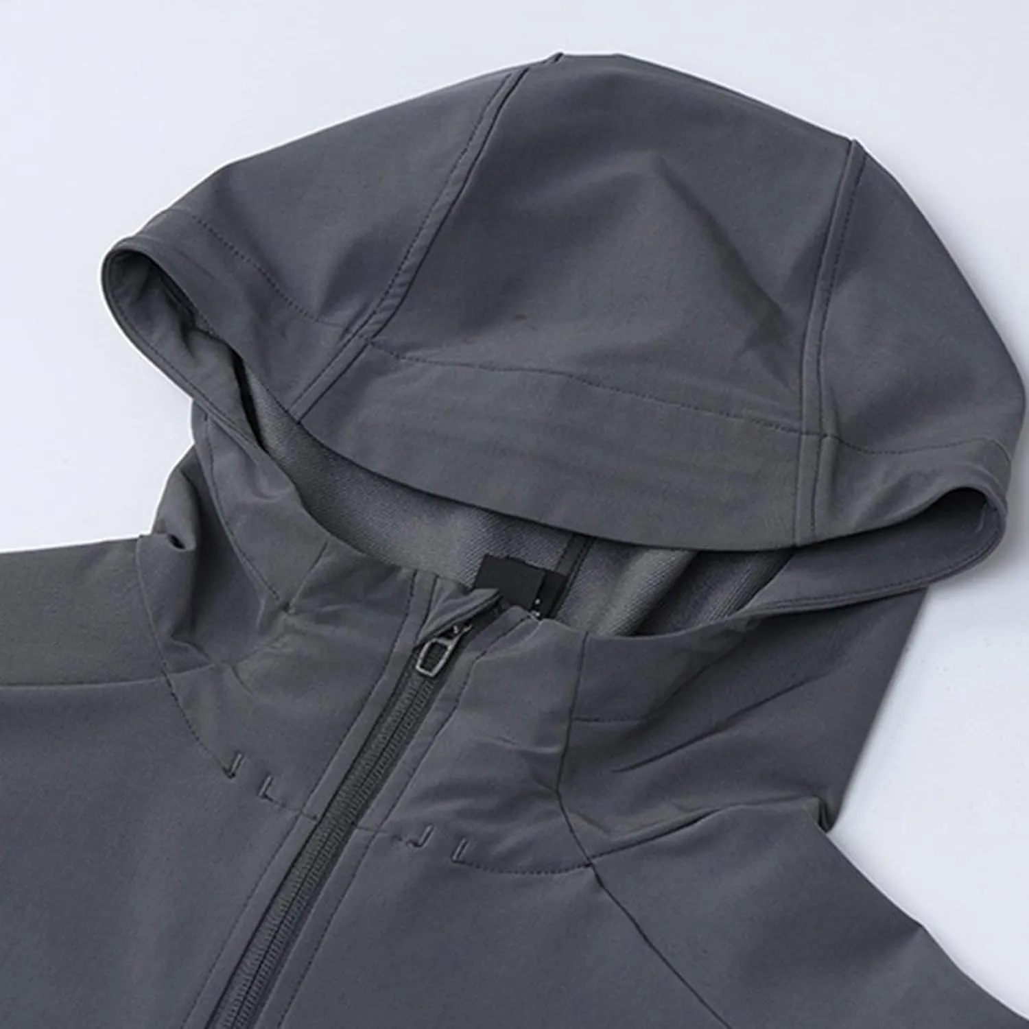 Men's Jackets Lightweight Fashion Long Sleeve Solid Color Zipper Hooded Jacket Classic Breathable Outdoor Jacket