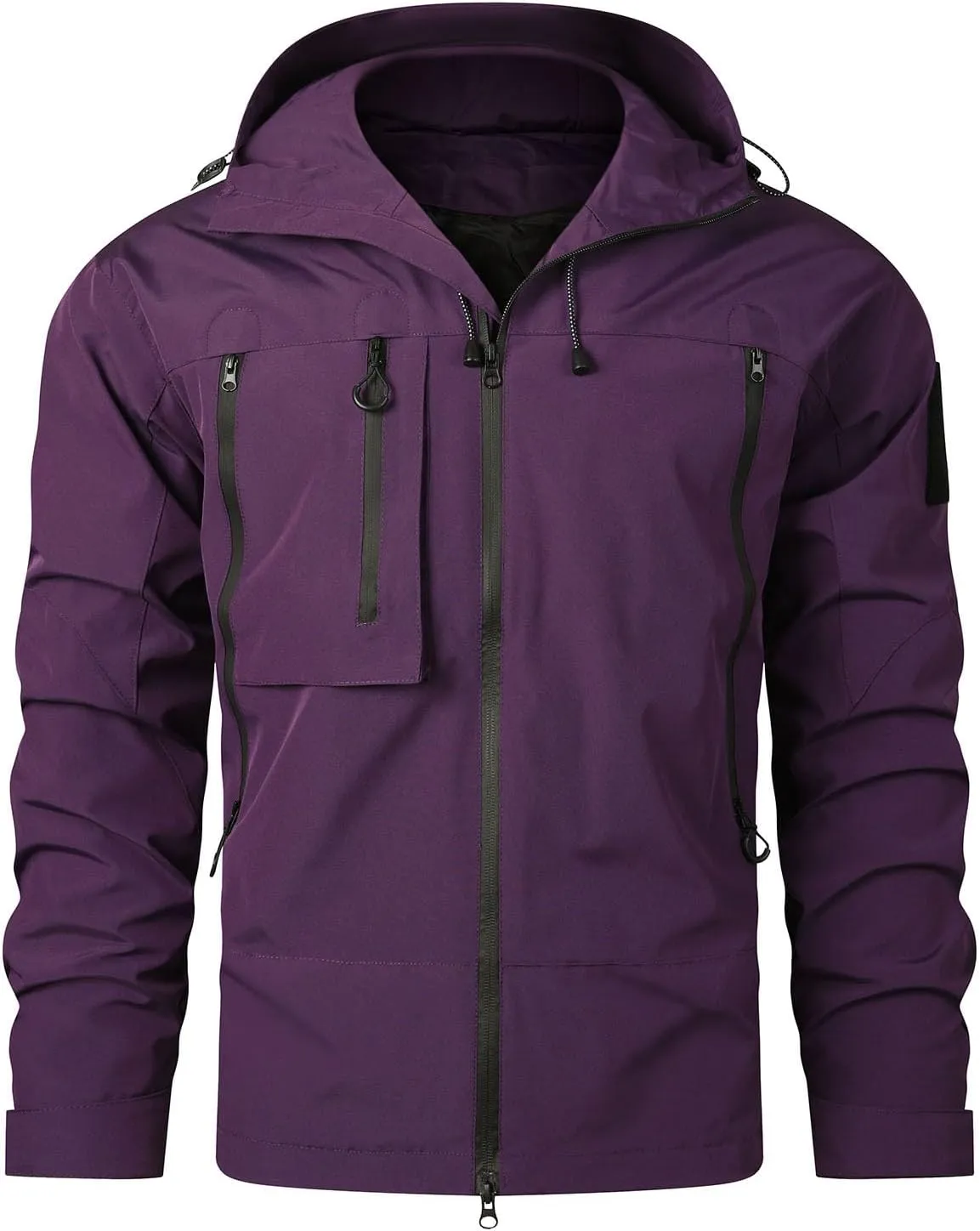 Men's Outdoor Waterproof Soft Shell Hooded Military Tactical Jacket Mountaineering Riding Windproof Work Coat Outwear