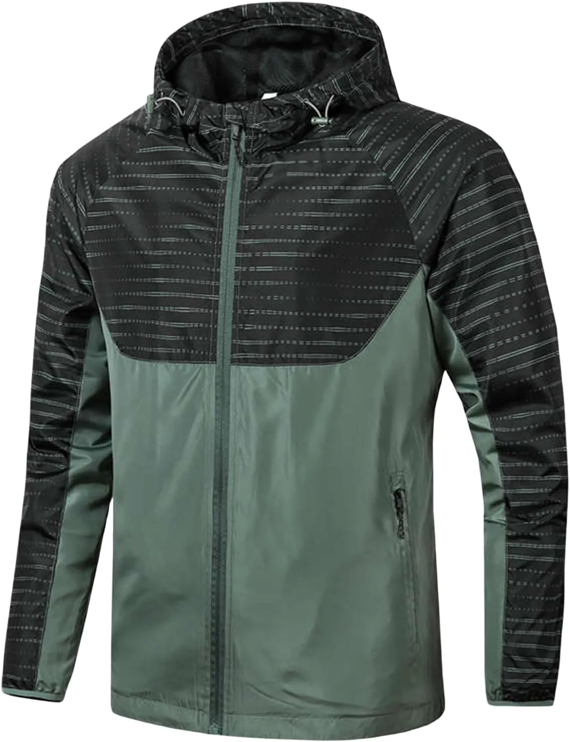 Mens Waterproof Windbreaker Jacket Lightweight Breathable Hooded Zip for Biking Hiking Running Travel