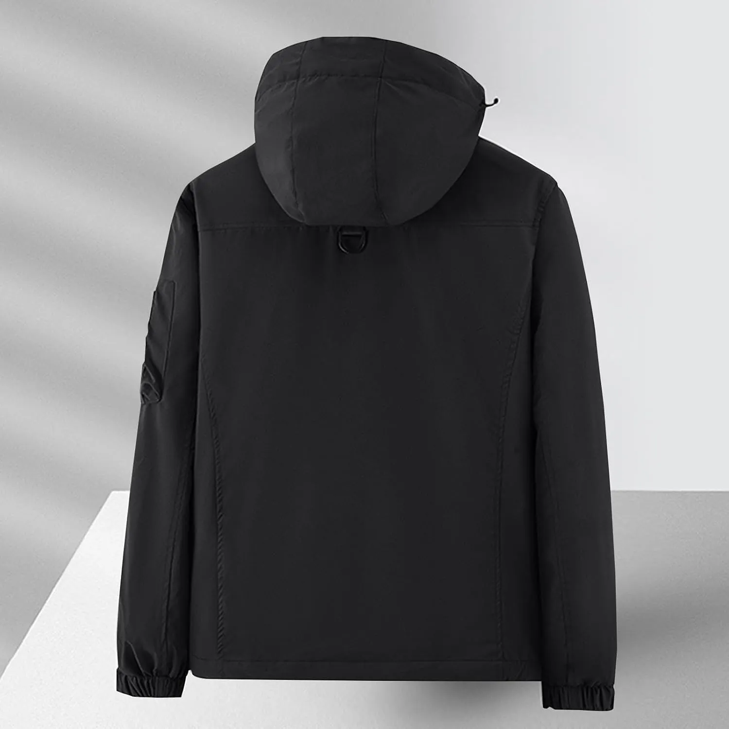 Men's Winter Jacket Lightweight Breathable Coats Warm Cargo Jackets Multi Pockets Stand Collar Jacket with Hooded
