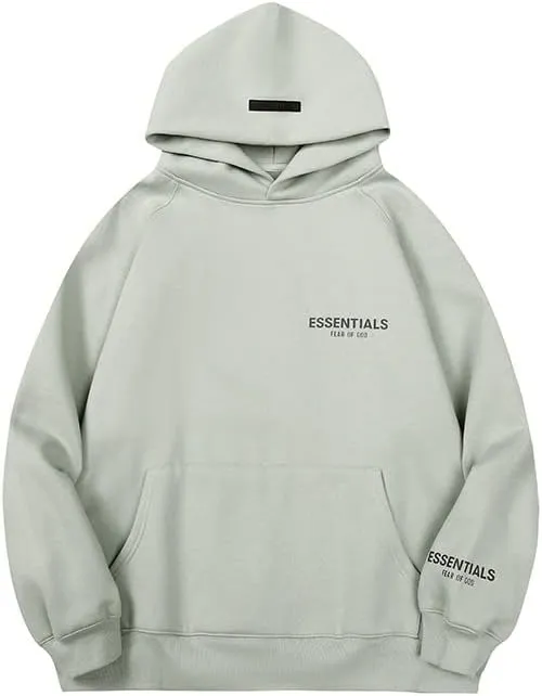 Minimalist Hooded Sweatshirt, Eseentials Fleece Black Silicone Print, Couple Fashion Streetwear