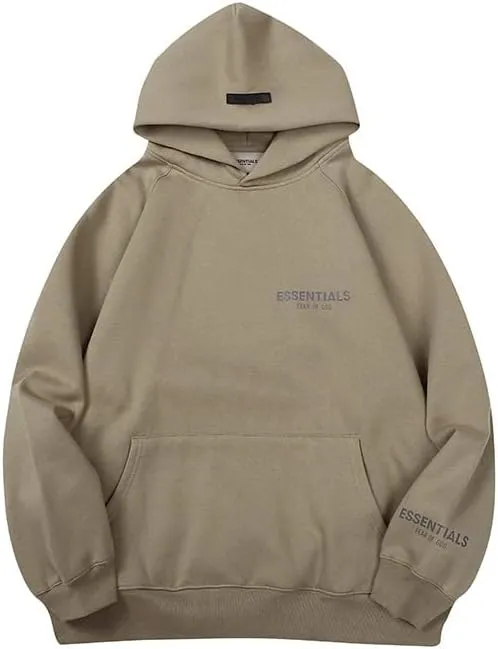 Minimalist Hooded Sweatshirt, Eseentials Fleece Black Silicone Print, Couple Fashion Streetwear