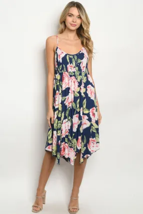 Navy Blue Floral Sundress