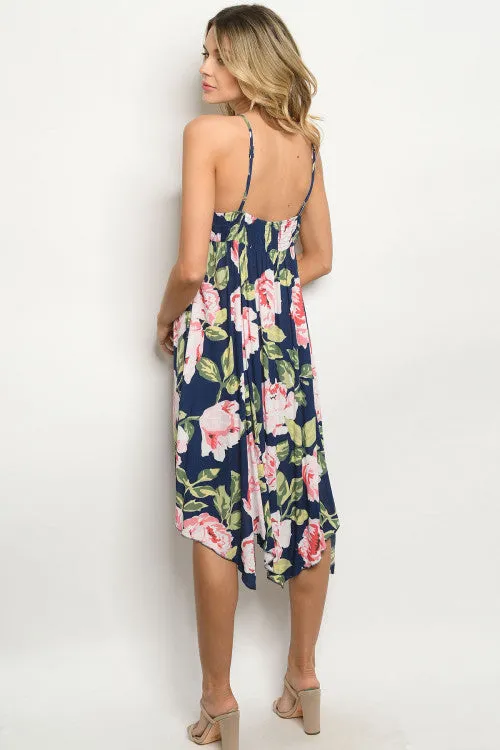 Navy Blue Floral Sundress