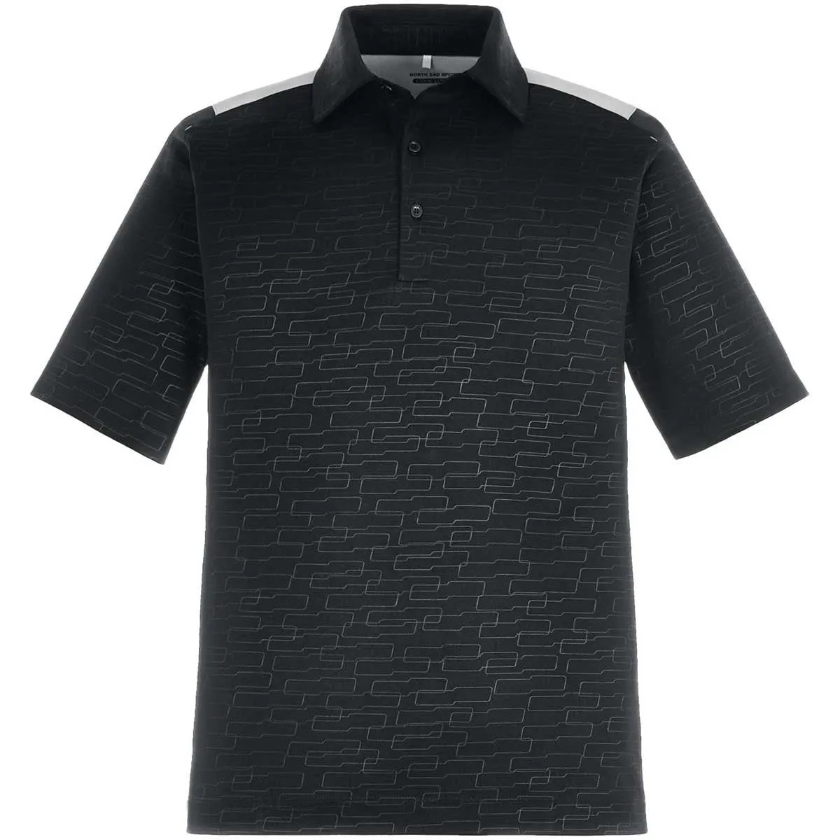 North End Men's Black Performance Embossed Print Polo