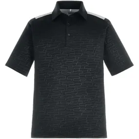North End Men's Black Performance Embossed Print Polo