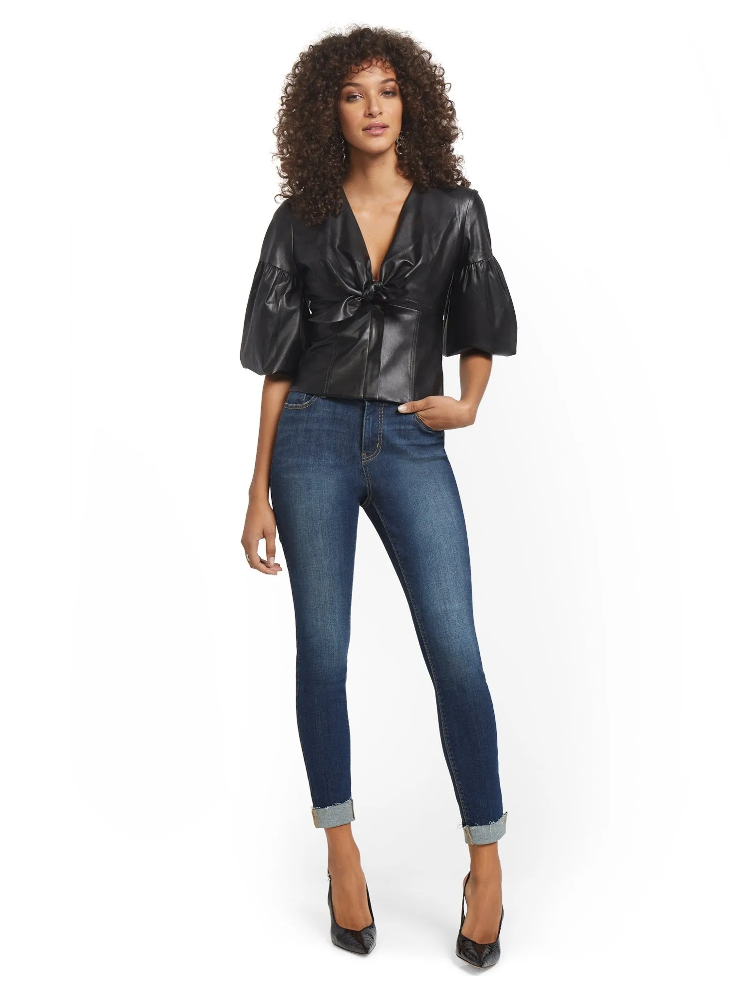 Petite Lexi Mid-Rise Super-Skinny Jeans - Foxy Blue