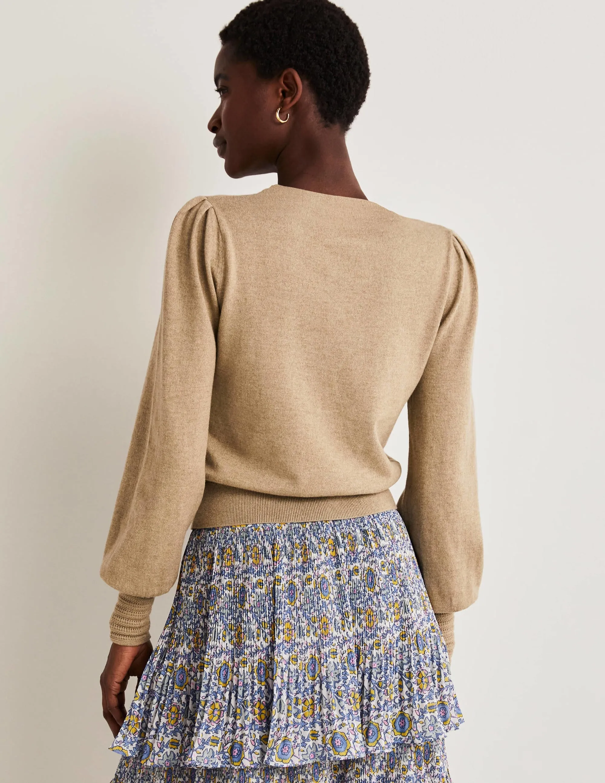 Pointelle-Detailed Jumper-Mink Melange