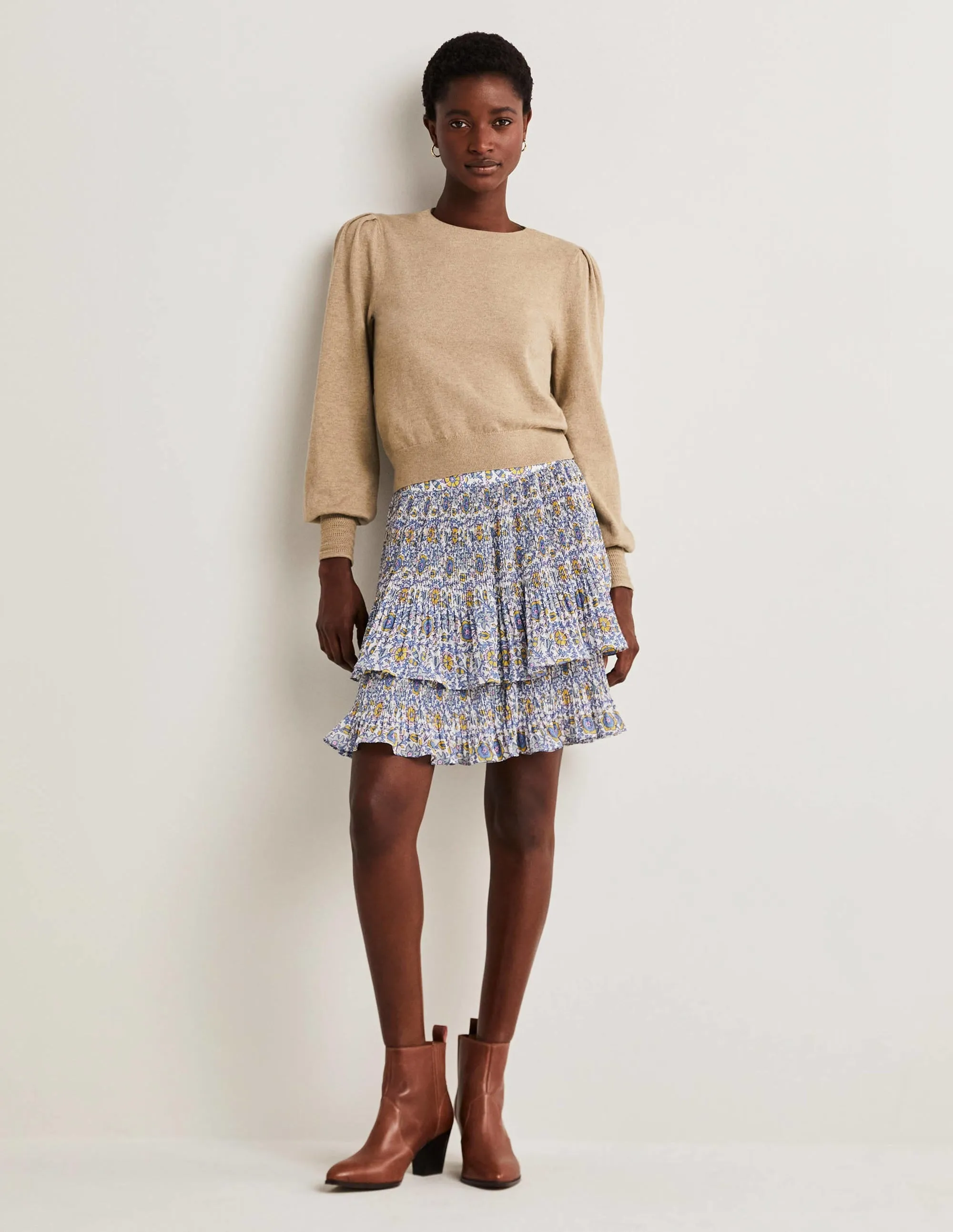 Pointelle-Detailed Jumper-Mink Melange