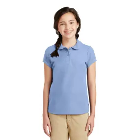 Port Authority Girl's Light Blue Silk Touch Peter Pan Collar Polo