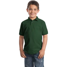 Port Authority Youth Dark Green Silk Touch Polo