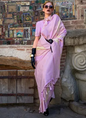 Purple Katan Silk Handloom Weaving Worked Classic Saree