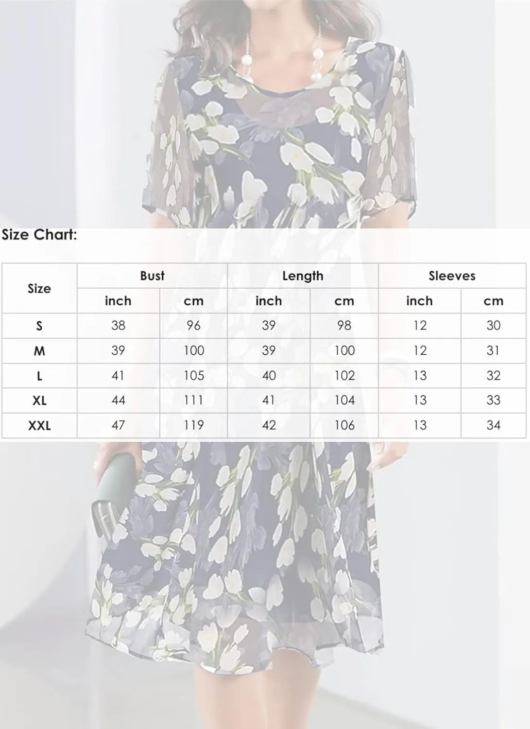 Short Sleeve Floral Print Midi Dress Loose Fit Shift Round Neck Blue Summer Dress for Women