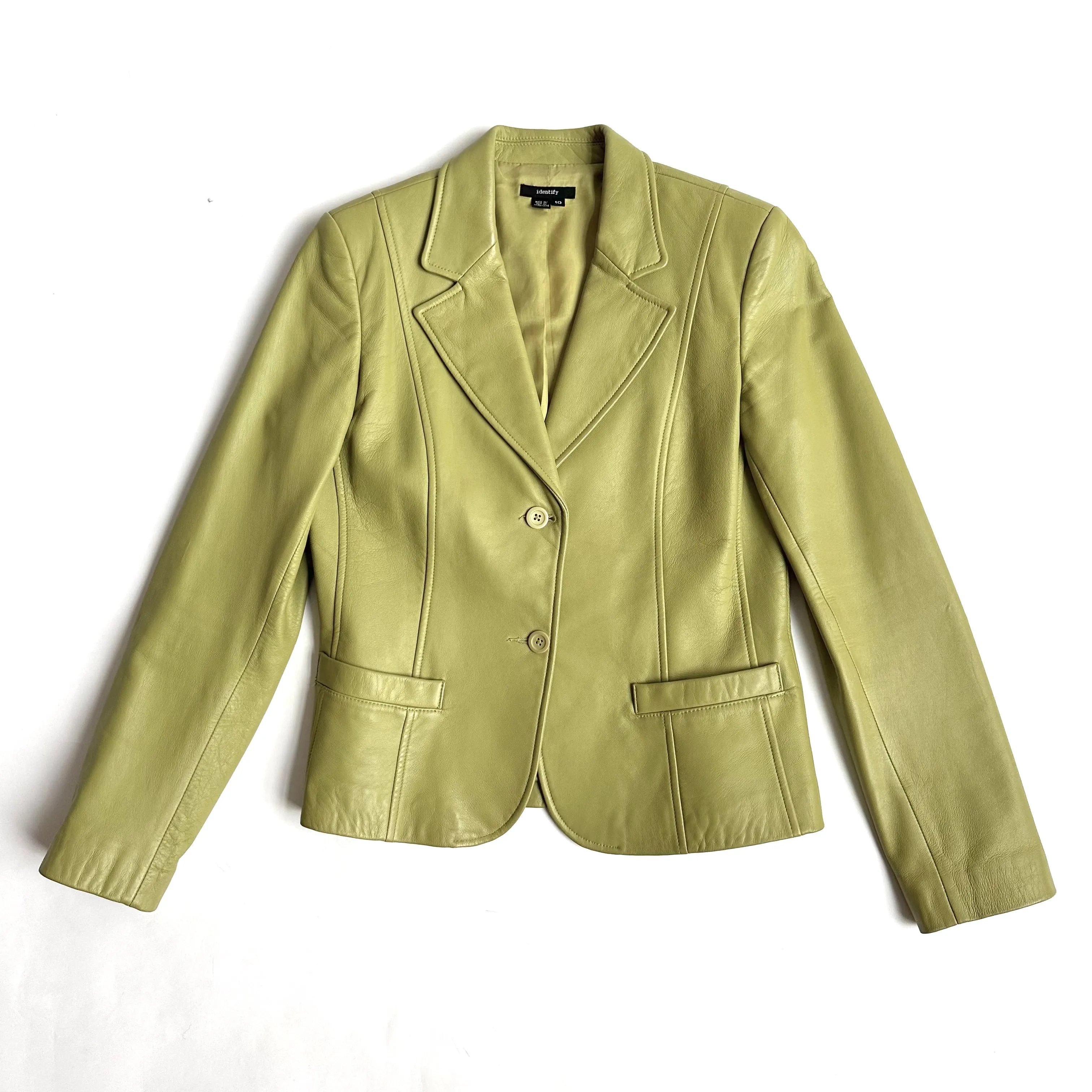 Soft Avocado Green Leather Jacket