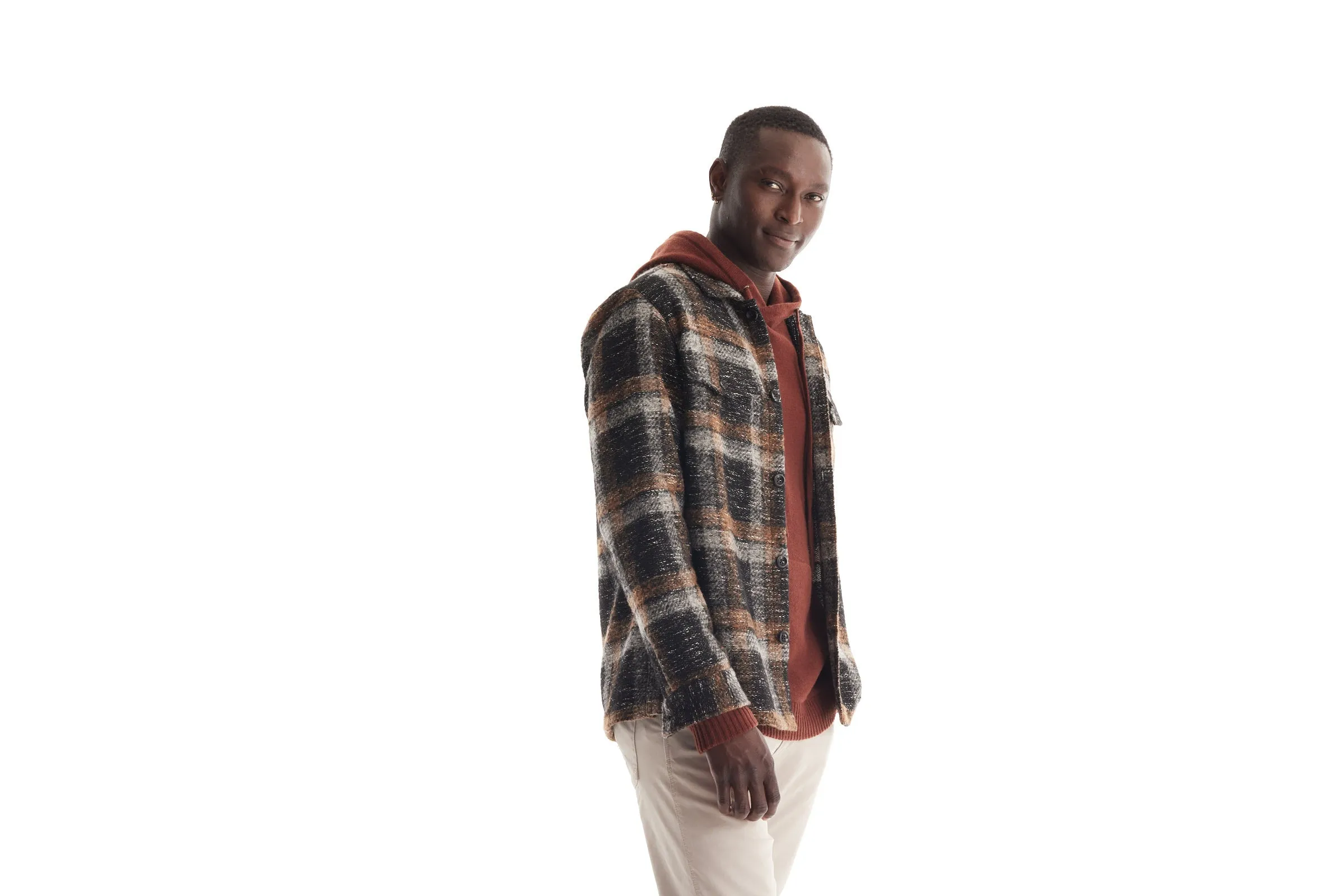 Soft Cloth Melrose Shirt Jacket in Soft Wool - Brown Mix