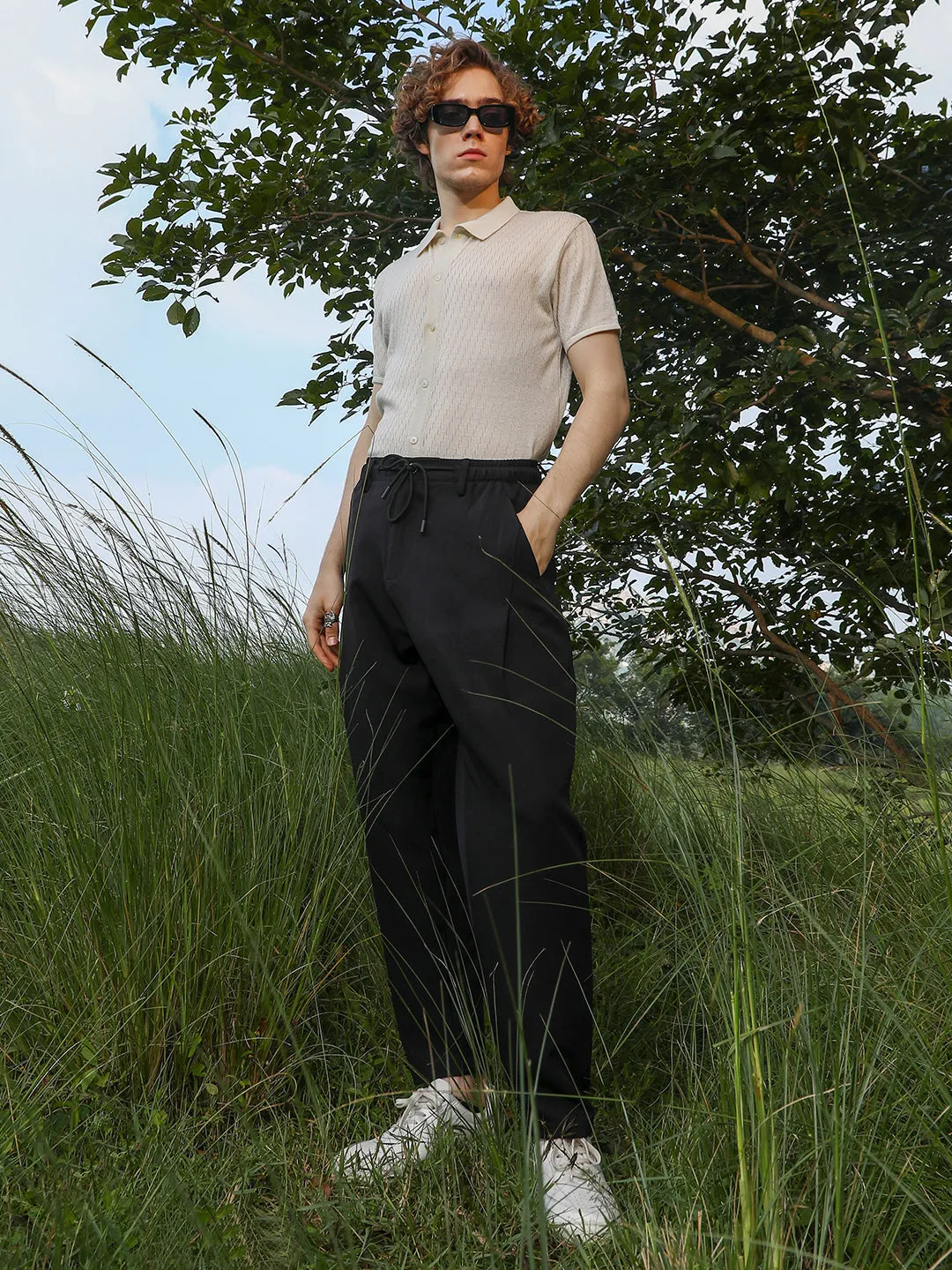 Solid Relaxed Trousers