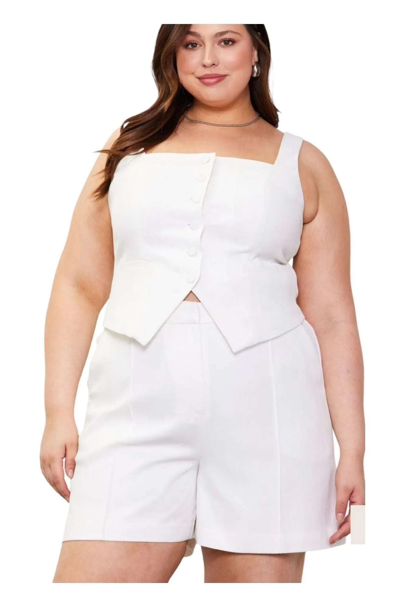 Square Neck Button Down Vest
