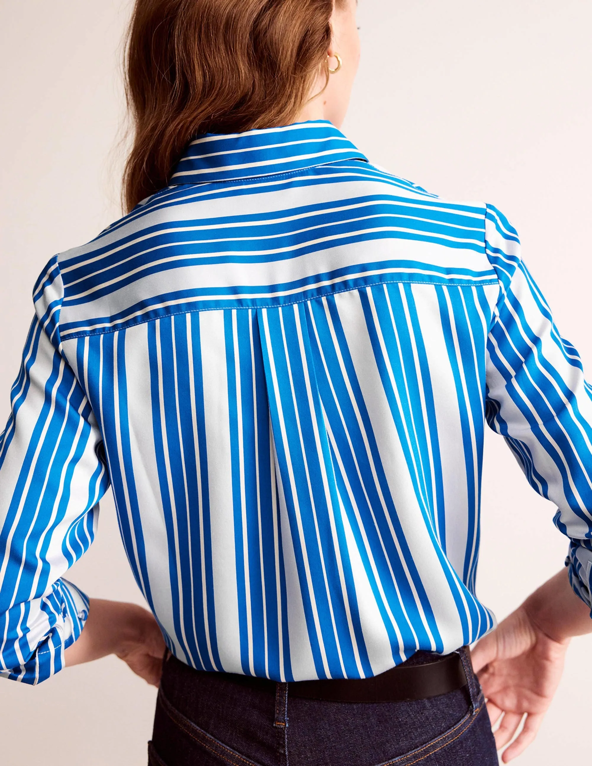 Straight-Fit Woven Shirt-Blue Stripe
