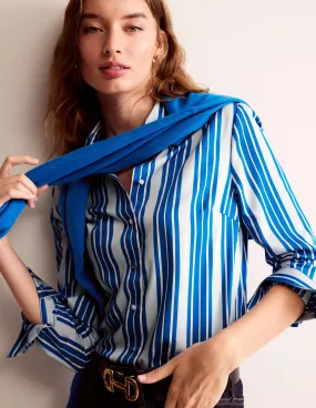 Straight-Fit Woven Shirt-Blue Stripe