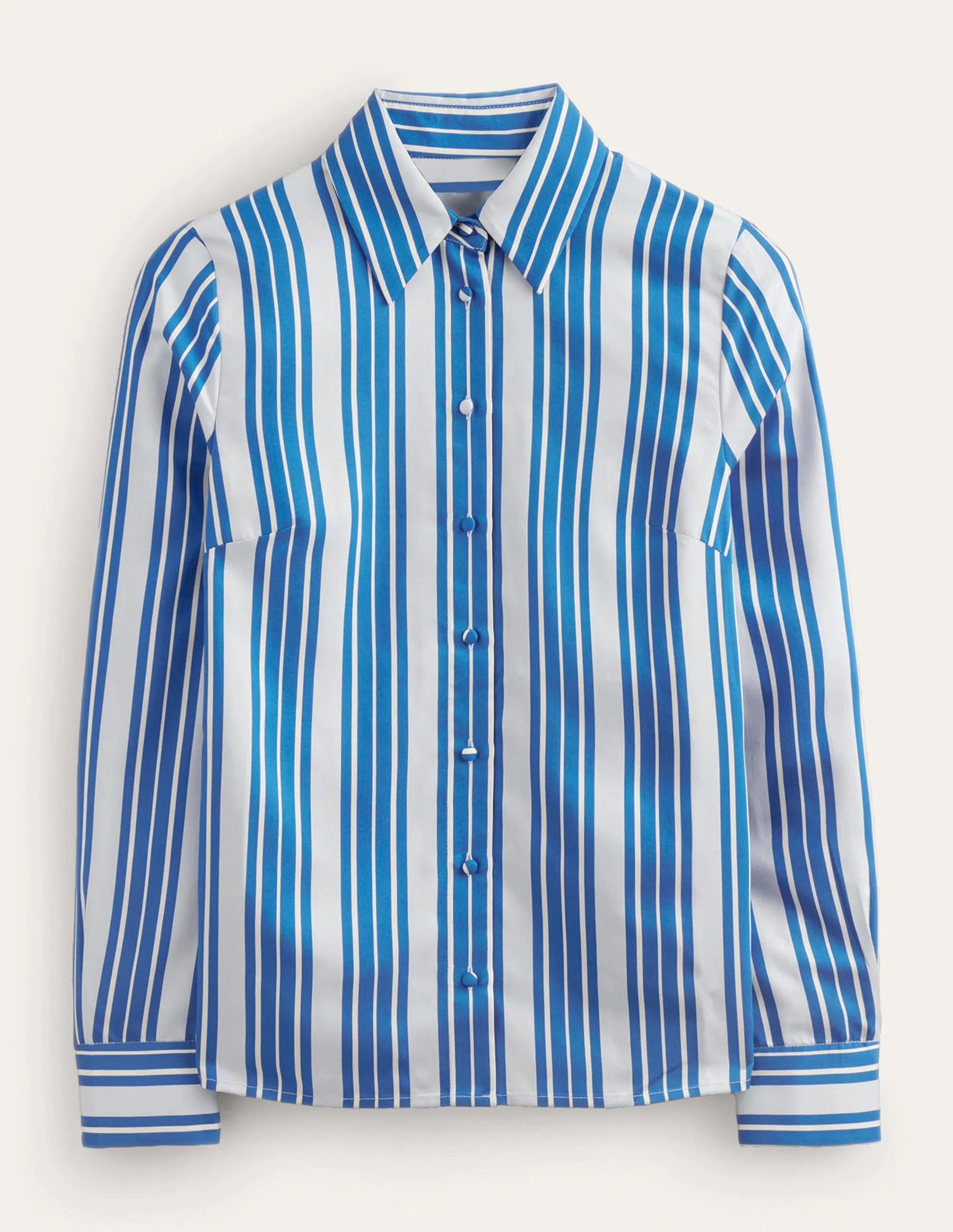 Straight-Fit Woven Shirt-Blue Stripe