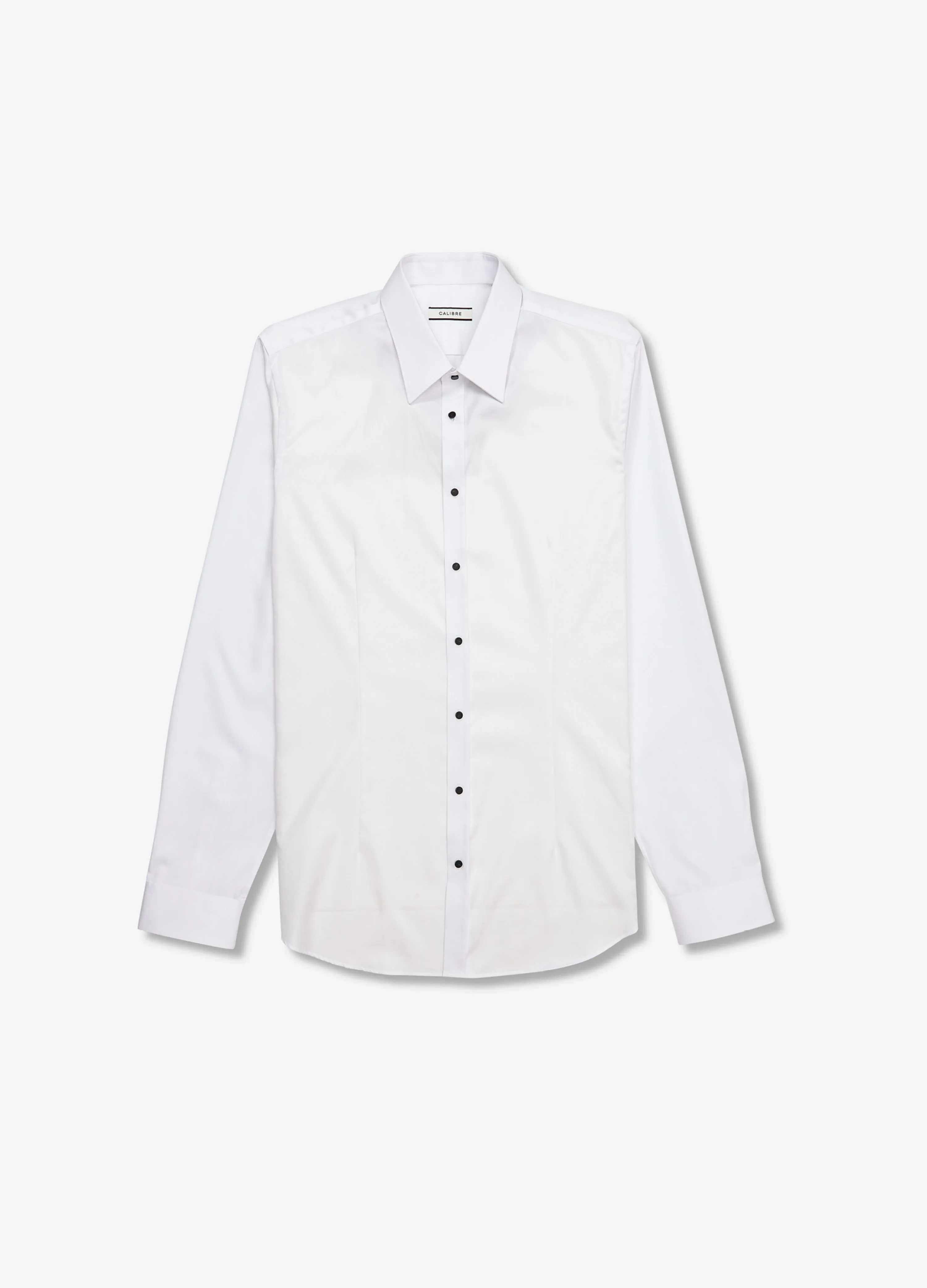 Tailored Fit Studded Twill Evening Shirt White