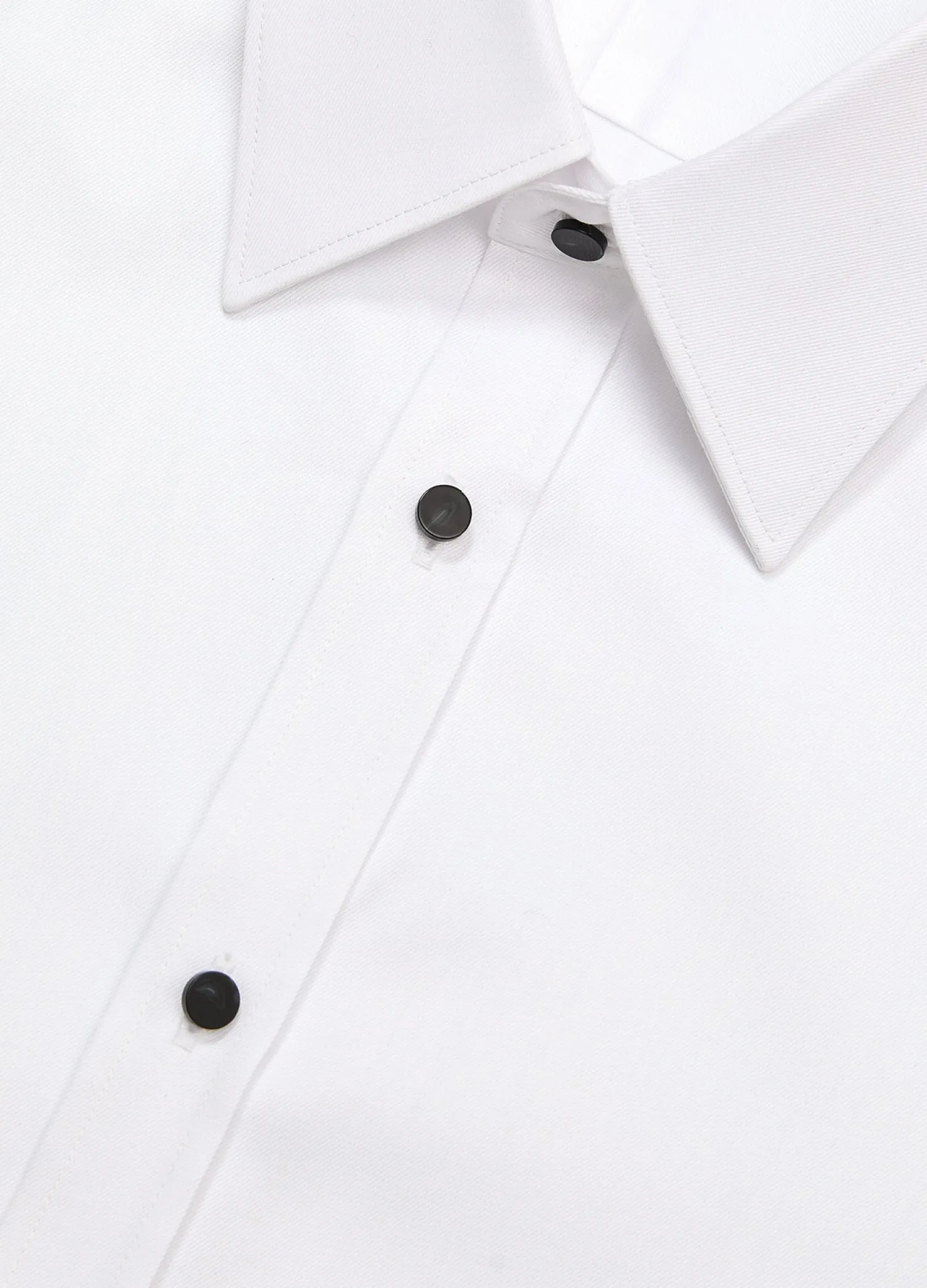 Tailored Fit Studded Twill Evening Shirt White