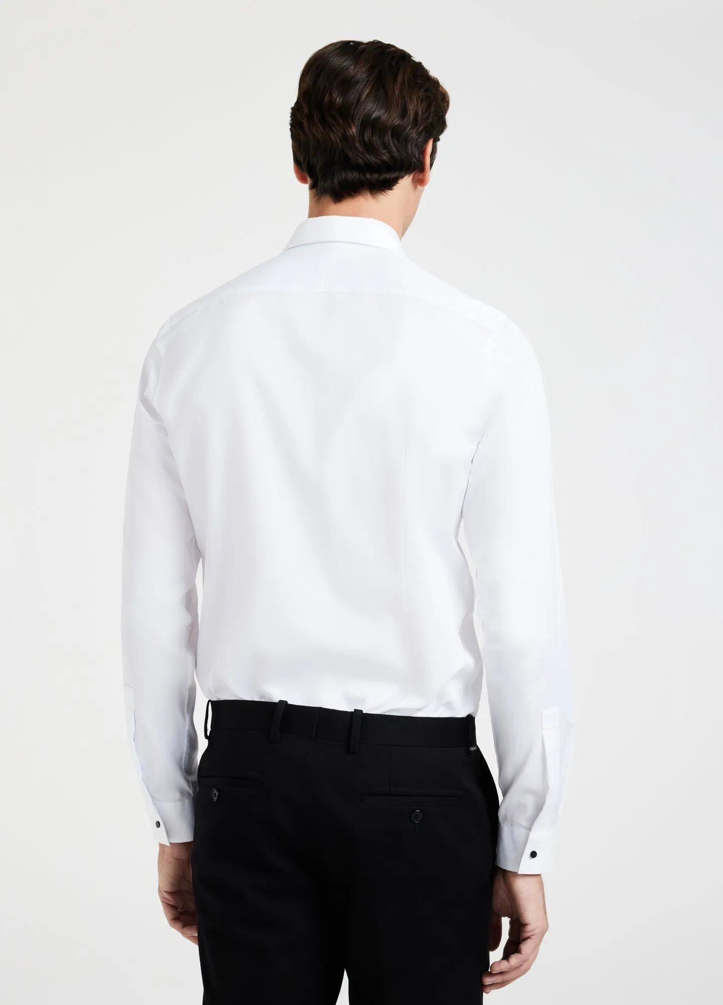 Tailored Fit Studded Twill Evening Shirt White