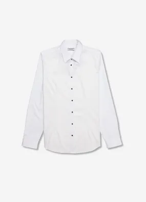 Tailored Fit Studded Twill Evening Shirt White