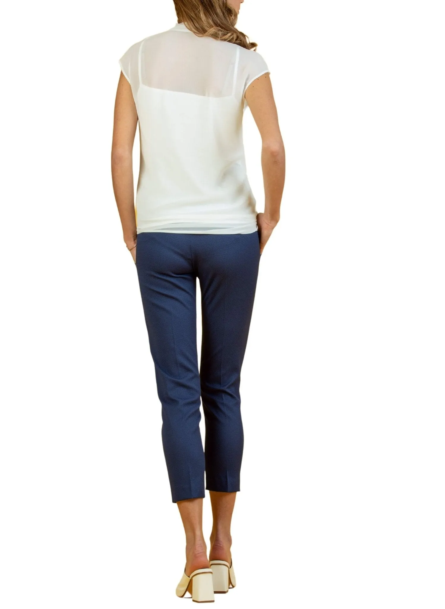 Tailored Maternity Trousers in Pique - Blue