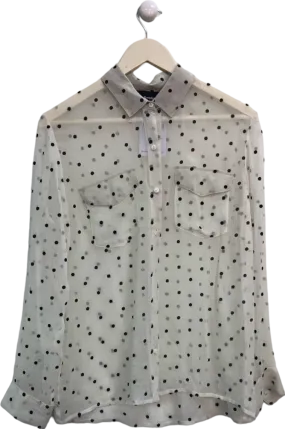 The Kooples Cream Polka Dot Sheer Blouse UK 6