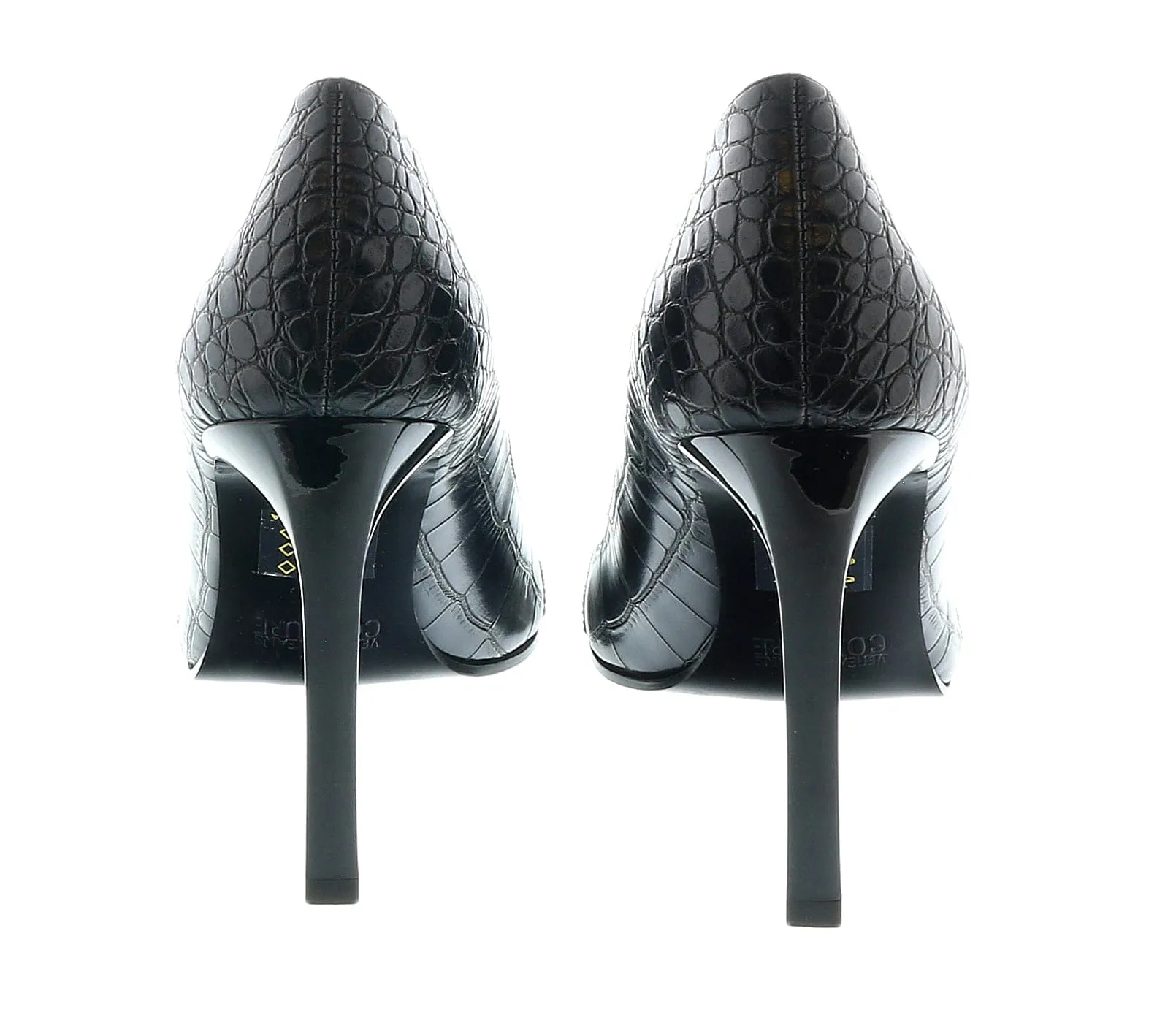 Versace Jeans Couture Pointed  Embossed Classic Black Pumps -
