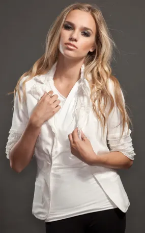 White Ruffled Jacket size 2/4