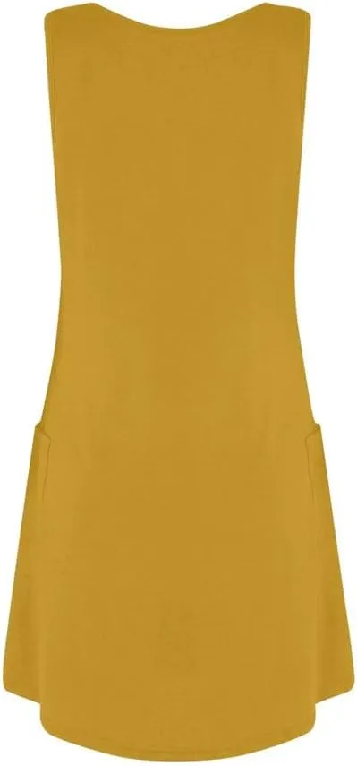 Women Casual Solid Tank Dress Summer V Neck Sleeveless Beach Dress Comfortable Casual Tank Dresses