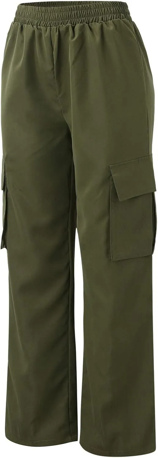 Women's Belt Less High Waisted Wide Leg Trousers Straight Leg Relaxed Style Trousers Casual Trousers Women Casual