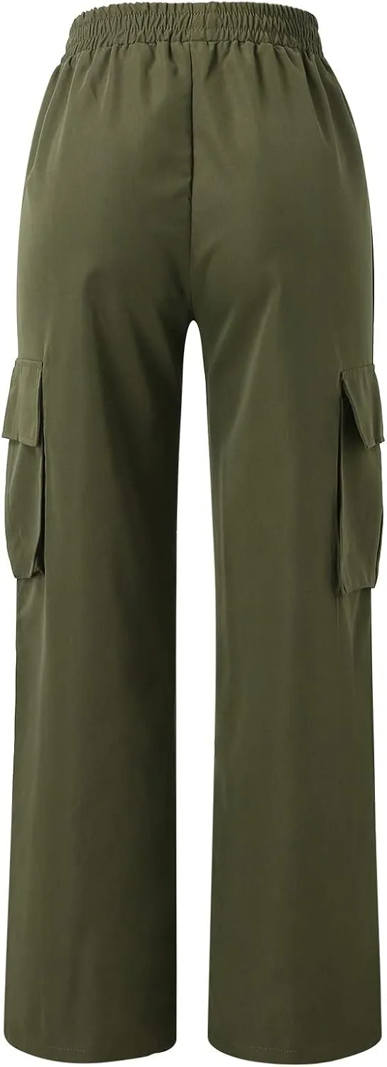 Women's Belt Less High Waisted Wide Leg Trousers Straight Leg Relaxed Style Trousers Casual Trousers Women Casual