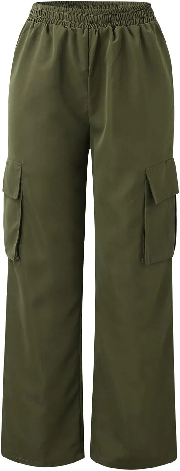 Women's Belt Less High Waisted Wide Leg Trousers Straight Leg Relaxed Style Trousers Casual Trousers Women Casual