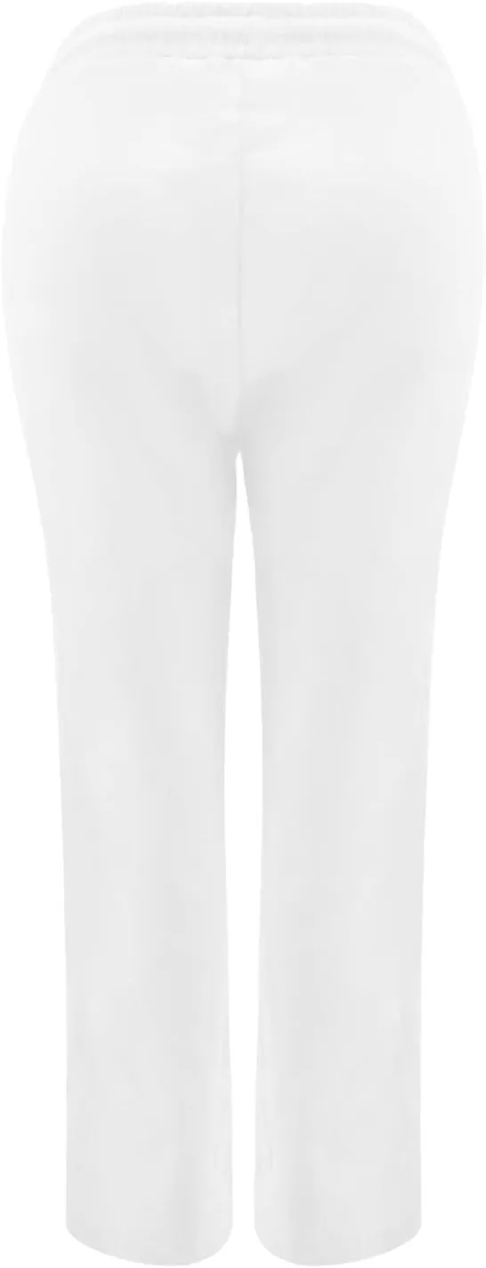 Women's Casual Cotton Linen Pants Relaxed Fit Elastic Waist Straight Leg Comfy Solid Color Pockets Lounge Long Trouser