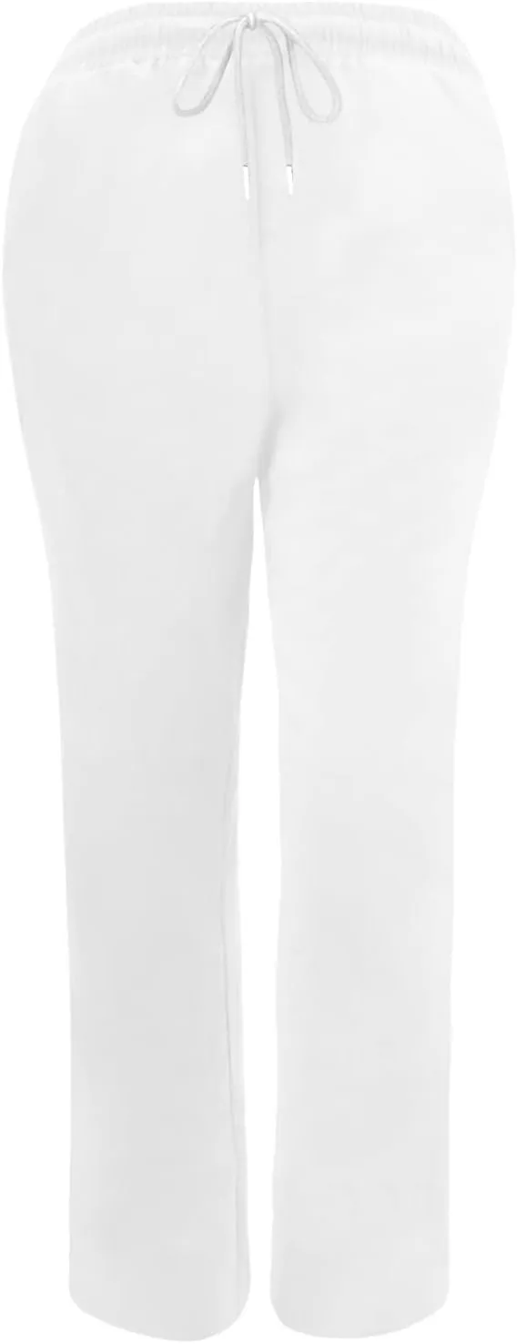 Women's Casual Cotton Linen Pants Relaxed Fit Elastic Waist Straight Leg Comfy Solid Color Pockets Lounge Long Trouser