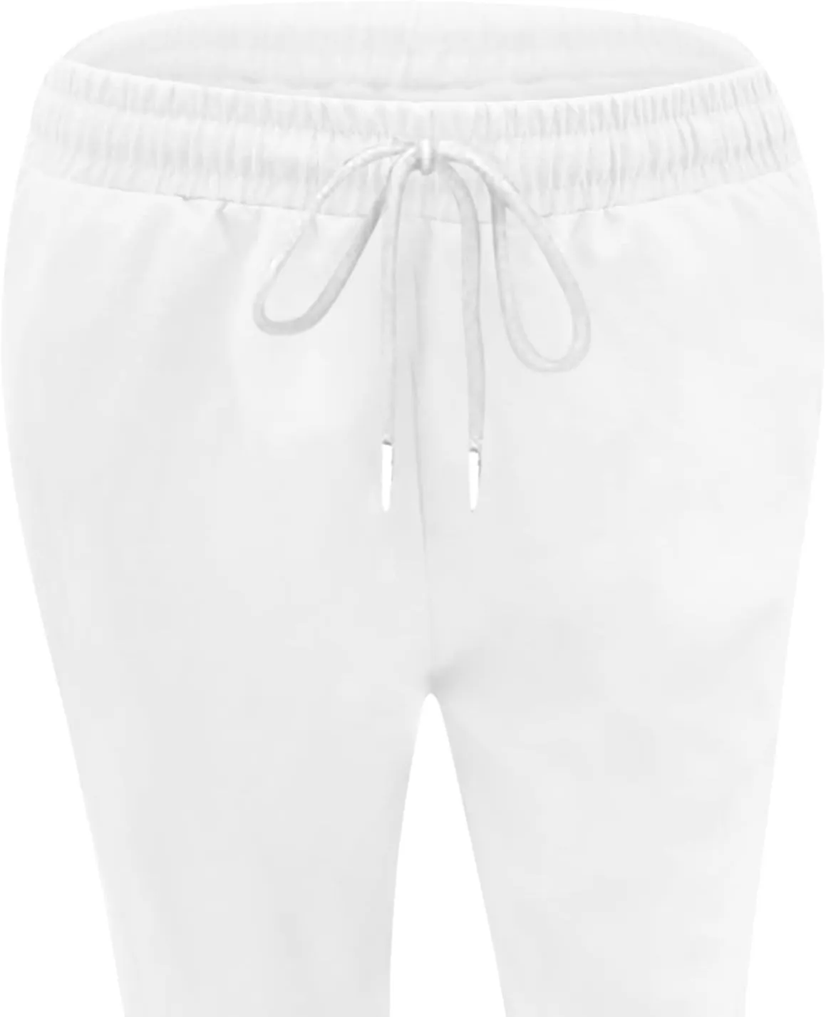 Women's Casual Cotton Linen Pants Relaxed Fit Elastic Waist Straight Leg Comfy Solid Color Pockets Lounge Long Trouser