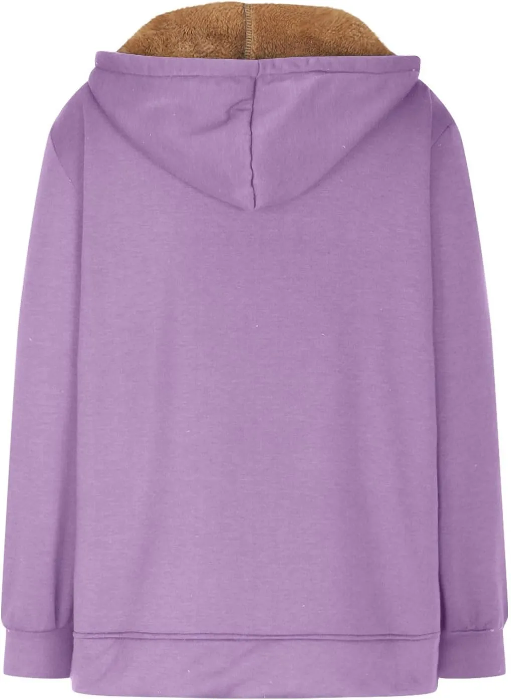 Women's Casual Full Zip Up Sherpa Lined Hoodie Drawstring Hooded Sweatshirts Soft Fleece Winter Warm Plain Jacket Coats