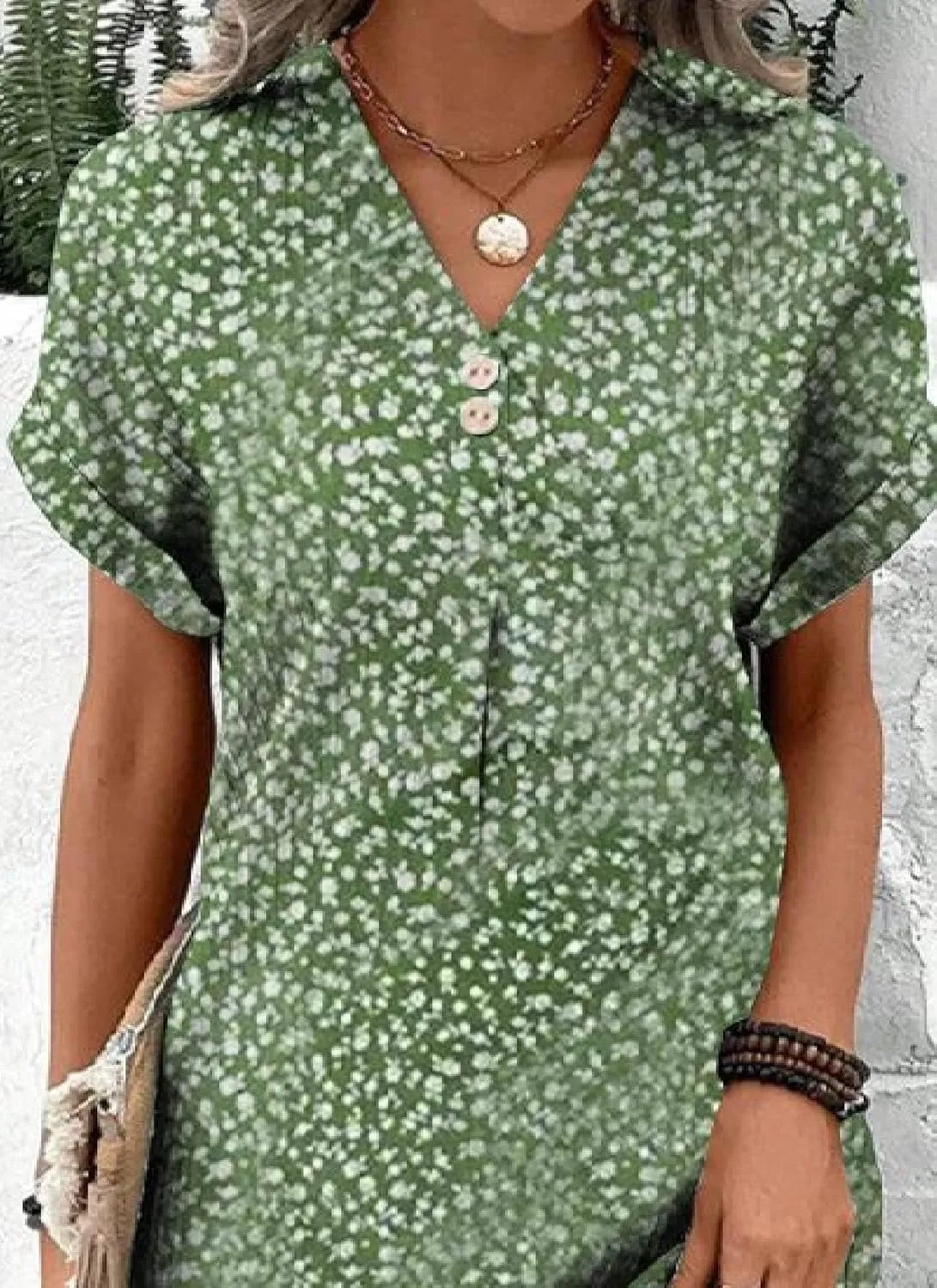 Women's Casual Short Sleeve V-Neck Boho Floral Print Shift Dress Summer Vacation 2025 Daily Button-Down Mini Dresses