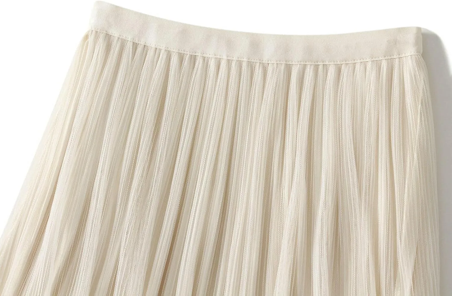 Womens Pleated Tulle Skirts Lace Trim Flowy A-line Skirt High Waisted Boho Mesh Tulle Skirts 2025 Summer Midi Skirt
