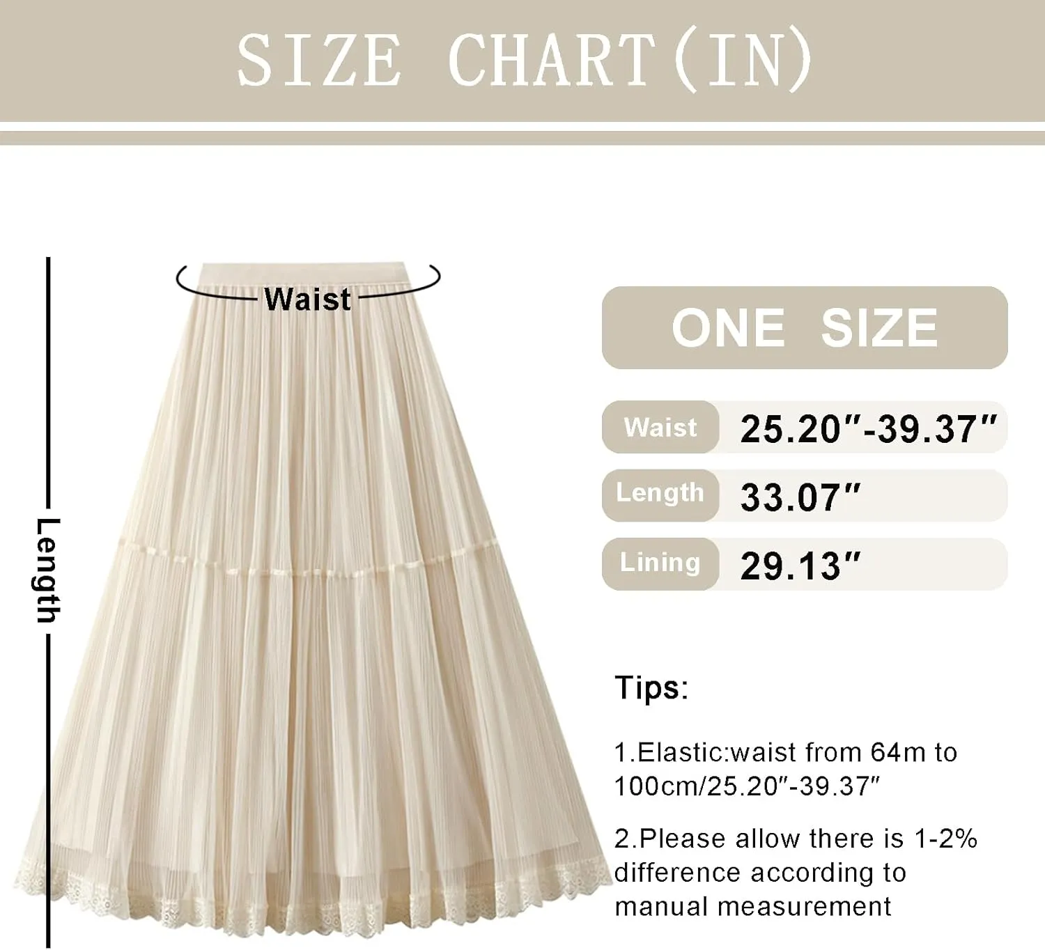 Womens Pleated Tulle Skirts Lace Trim Flowy A-line Skirt High Waisted Boho Mesh Tulle Skirts 2025 Summer Midi Skirt