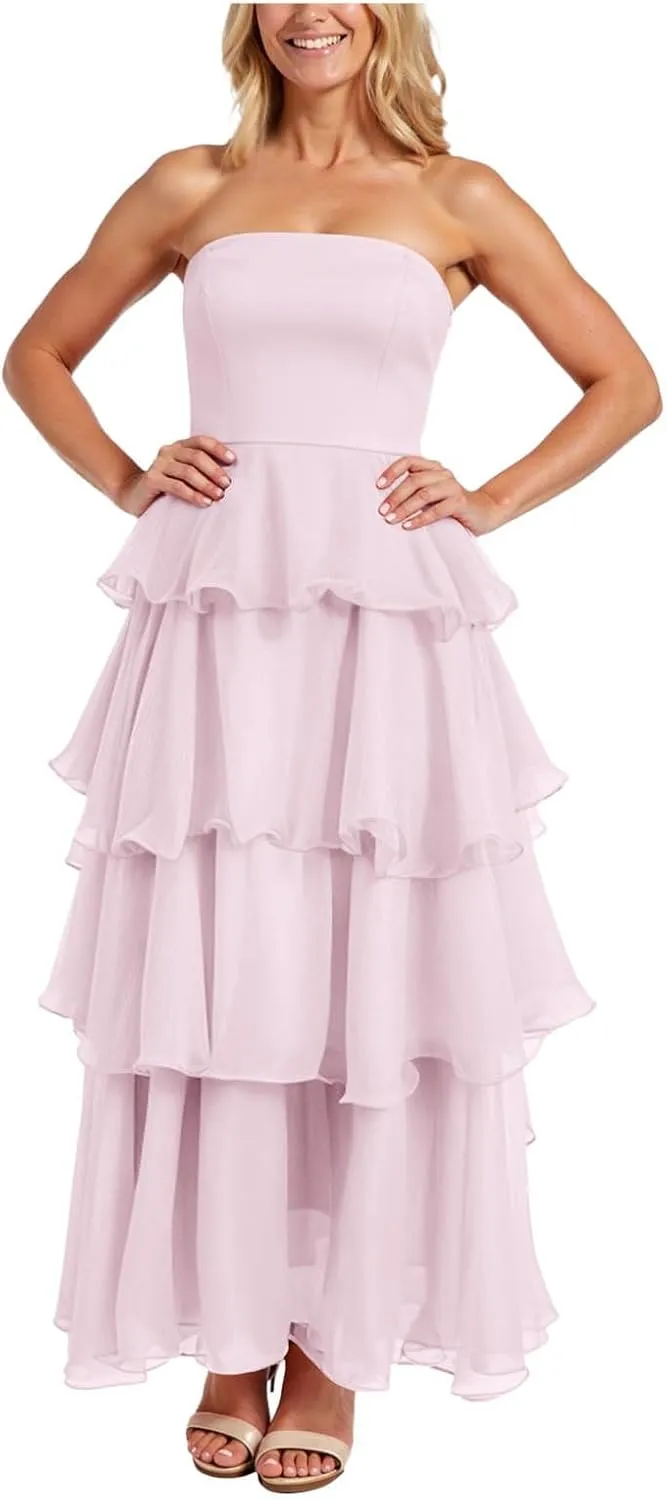Womens Summer Boho Strapless Maxi Dress 2025 Casual Sleeveless Off Shoulder Smocked Tiered Beach Long Sundress