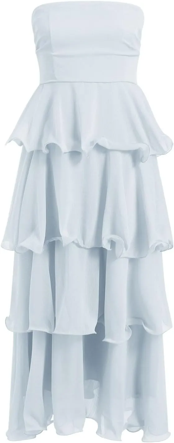 Womens Summer Boho Strapless Maxi Dress 2025 Casual Sleeveless Off Shoulder Smocked Tiered Beach Long Sundress