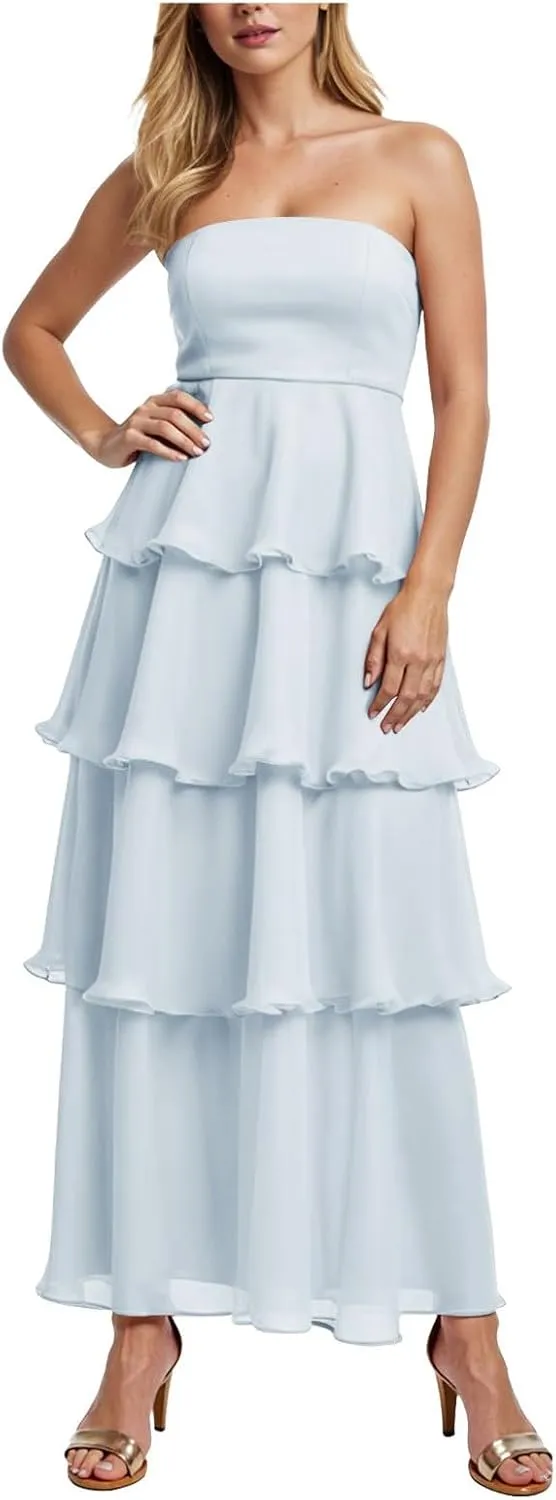 Womens Summer Boho Strapless Maxi Dress 2025 Casual Sleeveless Off Shoulder Smocked Tiered Beach Long Sundress