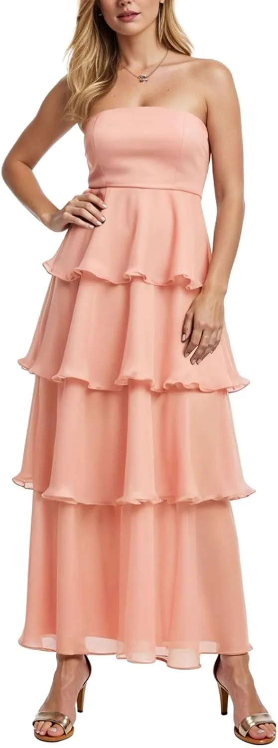 Womens Summer Boho Strapless Maxi Dress 2025 Casual Sleeveless Off Shoulder Smocked Tiered Beach Long Sundress